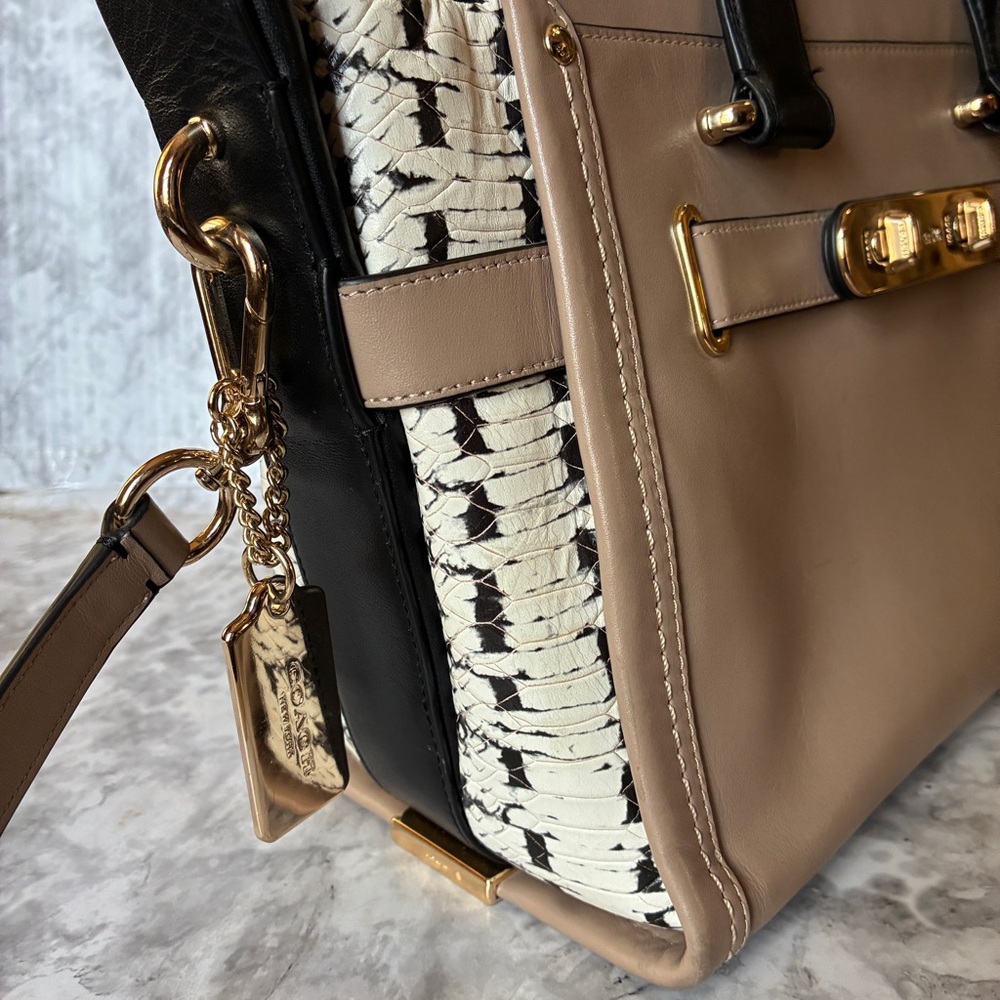 Coach swagger colorblock bag taupe and snake print - Picture 3 of 14